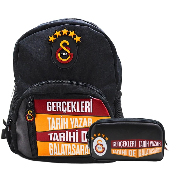 Galatasaray 4 Bölmeli 5 Yıldızlı Gerçekleri Tarih YazarSuni Deri Yüzey Okul Çantası + Kalemlik - Resim 2