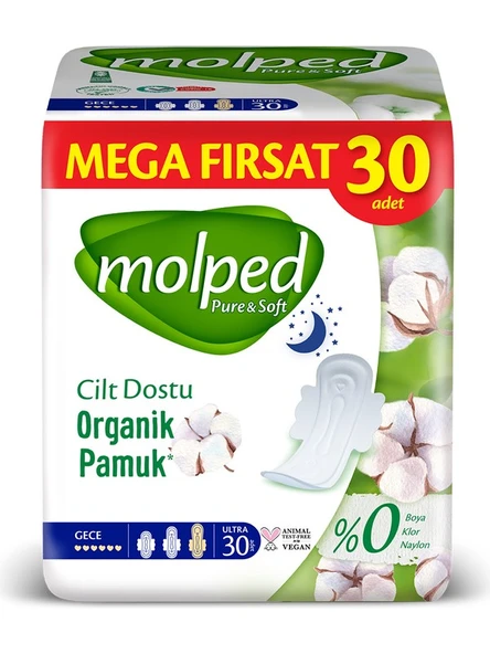 Molped Pure&Soft Hijyenik Ped Mega Gece 30 Adet ürün görseli 1