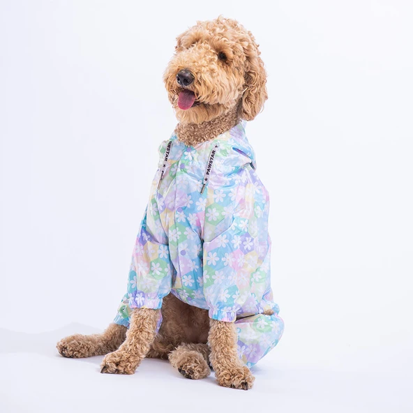 Pawstar Flores Fileli Su Geçirmez Orta-Büyük Irk Köpek Yağmurluk Tulum ürün görseli