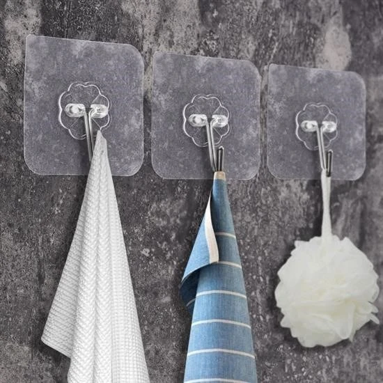 BUFFER® Süper Güçlü Yapışkanlı Suya Dayanıklı Şeffaf Askı 5li Set Yeniden Kullanılabilir Kancalar - Resim 3