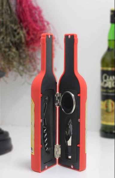 Şişe Tirbuşon Seti Küçük Boy Kırmızı ürün görseli