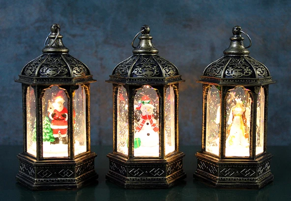 Yılbaşı Temalı Işıklı Kar Küresi Siyah Tasarım ürün görseli