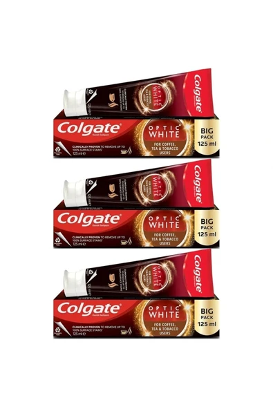 Colgate Optic White Kahve, Çay ve Tütün Kullananlar İçin Diş Macunu 125 ml x 3 Adet