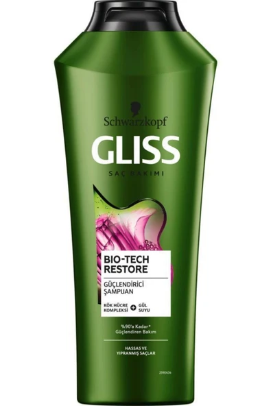 Gliss Bio-Tech Restore Güçlendirici Şampuan- Kök Hücre Kompleksi ve Gül Suyu ile 360 ml x 2 Adet - Resim 2