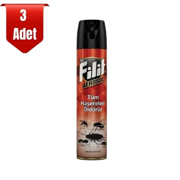 Filit Aerosol Hamamböceği Ve Karasineklere Karşı Etkili Çözüm 300 Ml x 3 Adet - 1