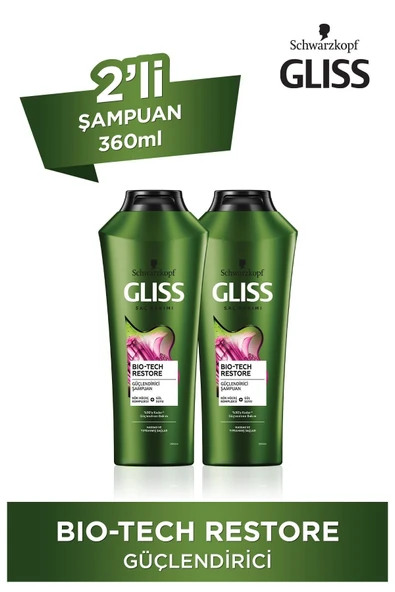 Gliss Bio-Tech Restore Güçlendirici Şampuan- Kök Hücre Kompleksi ve Gül Suyu ile 360 ml x 2 Adet ürün görseli