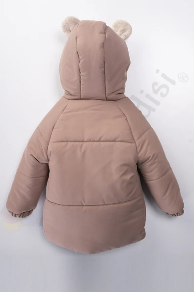 YENİ Tavşanlı Fermuarlı İçi Peluş Kürklü Kalın Kapüşonlu Kar Şişme Kışlık Kız Bebek Mont Çocuk Kaban - 6