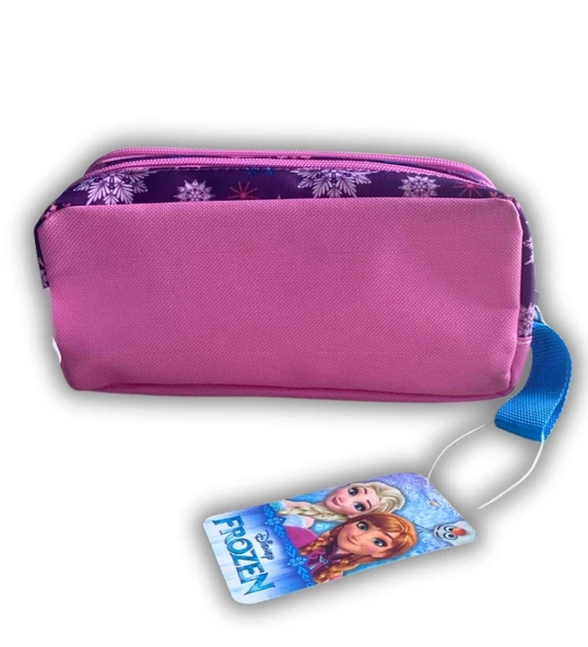 Frozen Elsa Lisanslı Kalemlik - Çift Taraflı Fermuarlı Mor Pembe Kalem Çantası - 7