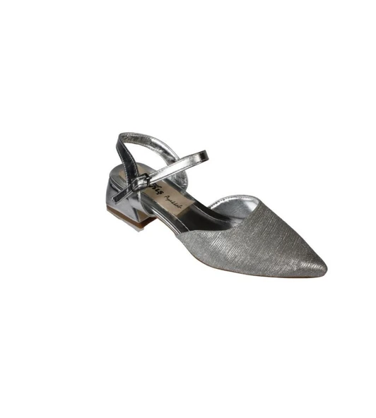 YAZKIŞ Kadın Altın Gümüş Simli 4cm Kısa Kalın Topuklu Abiye Ayakkabı ürün görseli