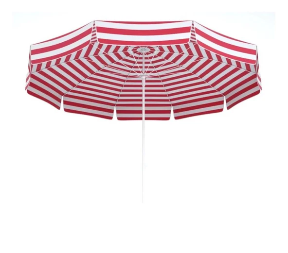 Plaj Şemsiyesi Kırmızı Beyaz Renkli 8 Telli 180 CM Çap Eğim Verilebilir ürün görseli