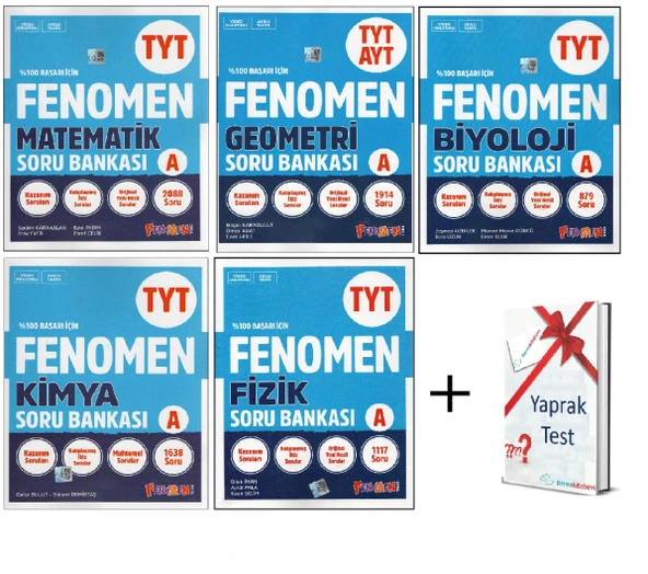 Fenomen TYT Matematik + Geometri TYT - AYT + Fizik + Kimya + Biyoloji Soru Bankası + Hediye (5 Kitap)