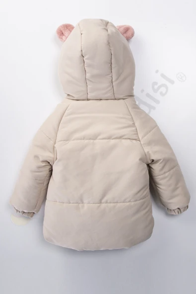 YENİ Tavşanlı Fermuarlı İçi Peluş Kürklü Kalın Kapüşonlu Kar Şişme Kışlık Kız Bebek Mont Çocuk Kaban - 10