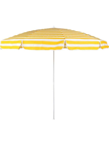 Plaj Şemsiyesi 200 CM Çap Sarı Beyaz Renkli 8 Telli Eğim Verilebilir ürün görseli