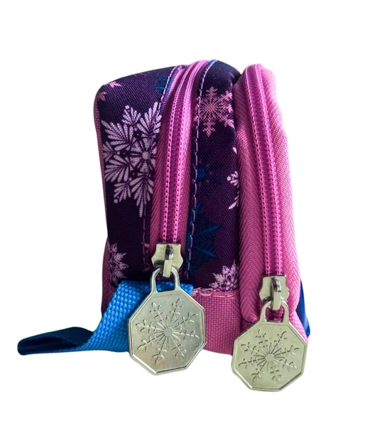 SULUK HEDİYELİ  - Frozen Elsa Lisanslı Kalemlik - Çift Taraflı Fermuarlı Mor Pembe Kalem Çantası - 2