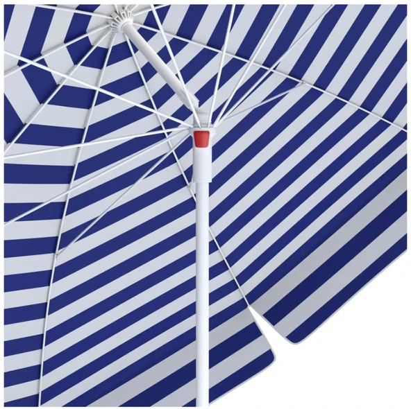 Plaj Şemsiyesi 10 Telli 200 CM Çap Mavi Beyaz Eğim Verilir BİDONSUZ ve rosie hediye - Resim 3
