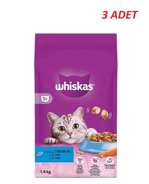Whiskas Yetişkin Ton Balıklı Kedi Maması 1.4 Kg*3 Adet ürün görseli