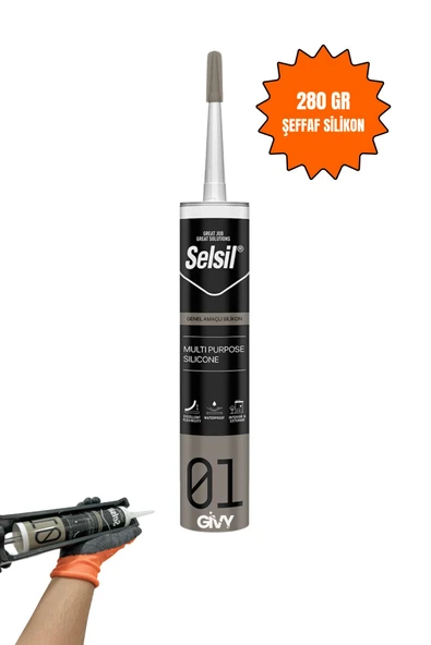 Selsil Genel Amaçlı Şeffaf Silikon 280gr, Suya Dayanıklı ürün görseli