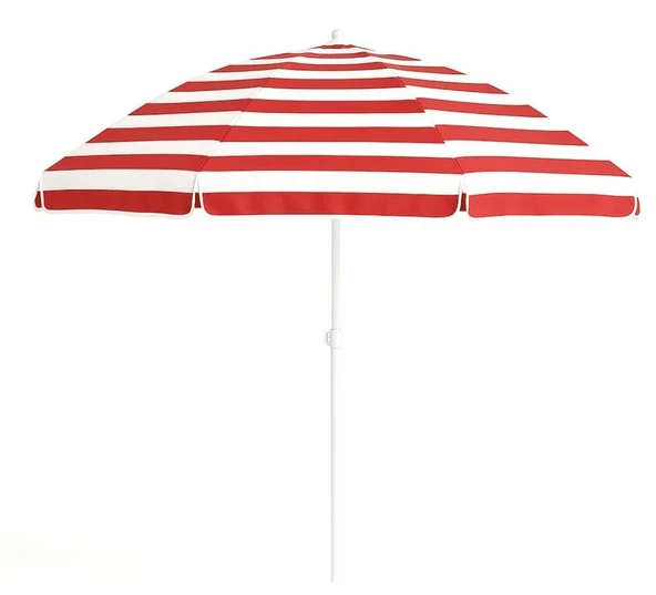 Plaj Şemsiyesi 200 CM Çap Kırmızı Beyaz 8 Telli Eğim Verilir BİDONSUZ ve rosie hediye - Resim 2