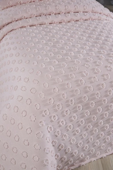 Çeyiz Diyarı Konik 2 Parça Tek Kişilik Pike Takımı Pudra - Resim 2