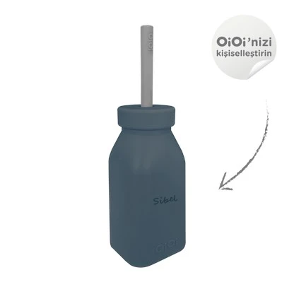 OiOi Silikon Şişe ve Pipet | Deep Blue – Powder Grey - 1