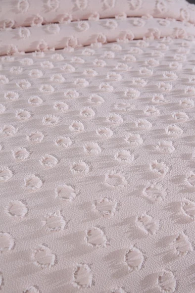 Çeyiz Diyarı Konik 2 Parça Tek Kişilik Pike Takımı Pudra - Resim 4