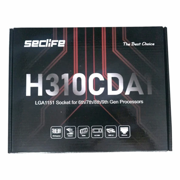 Seclife H310 DDR4 (2133MHz)OC M.2 VGA/HDMI/DP PCIe 3.0 1151P mATX Anakart ürün görseli 1
