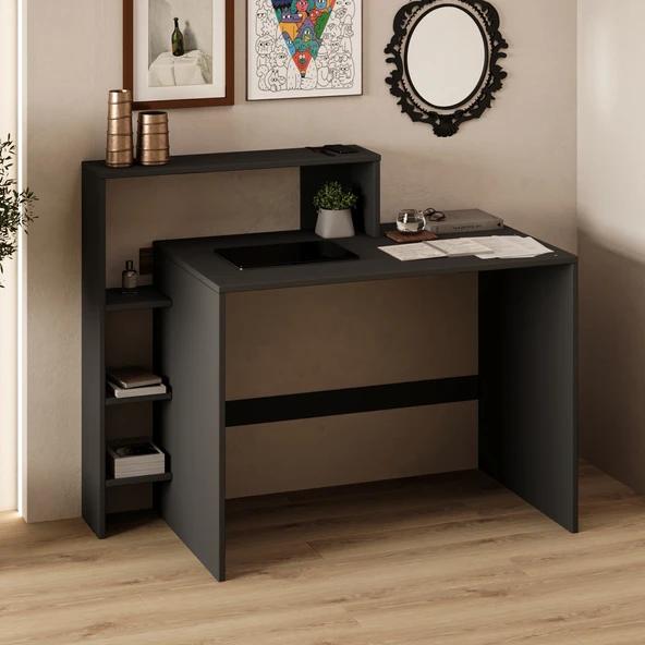 Amber Çalışma Masası – Raflı, Modern Bilgisayar Masası - 3