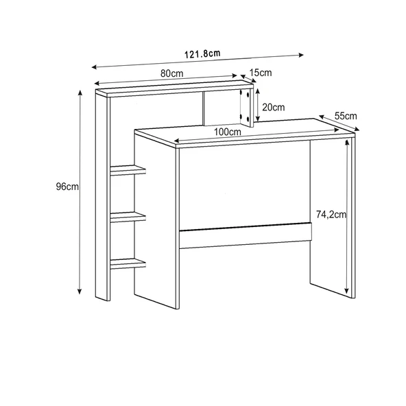 Amber Çalışma Masası – Raflı, Modern Bilgisayar Masası - 5