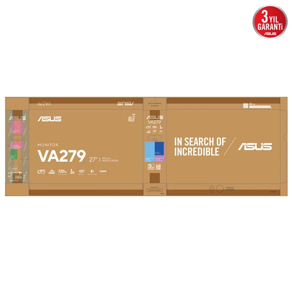 ASUS VA279HG 27 IPS 1920x1080 1ms 120Hz 300cd HDMI VGA VESA 3YIL EYECARE FLICKER-FREE DÜSÜK MAVI ISIK 99%SRGB ÇERÇEVESIZ MONITÖR - Resim 5