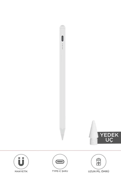 P-01 Beyaz Tüm Cihazlarla Uyumlu Çizim Ve Tasarım Dokunmatik Kalemi Stylus Pen ürün görseli 1