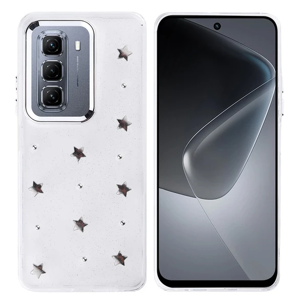 İnfinix Hot 50 4G Kılıf Airbag Tasarımlı Simli Şeffaf Zore Kutup Kapak ürün görseli