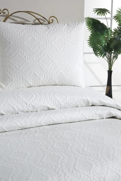 Ultrasonik Kapitoneli Elite Çift Kişilik Yatak Örtüsü Krem - Resim 2