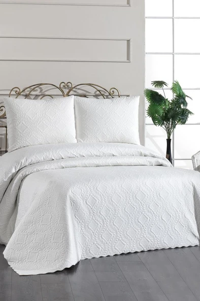 Ultrasonik Kapitoneli Elite Çift Kişilik Yatak Örtüsü Krem ürün görseli