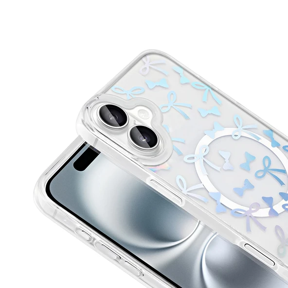 Apple iPhone 16 Plus Kılıf M-Safe Şarj Özellikli Şeffaf Zore Folk Sert Kapak - Resim 3