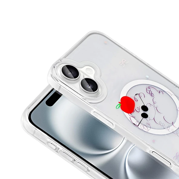 Apple iPhone 16 Plus Kılıf M-Safe Şarj Özellikli Şeffaf Zore Folk Sert Kapak - Resim 5