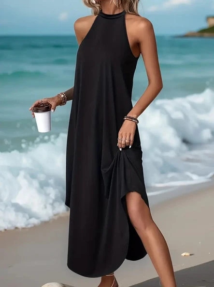 Kadın Daire Yakalı Reglan Kol Viskon Elbise ürün görseli