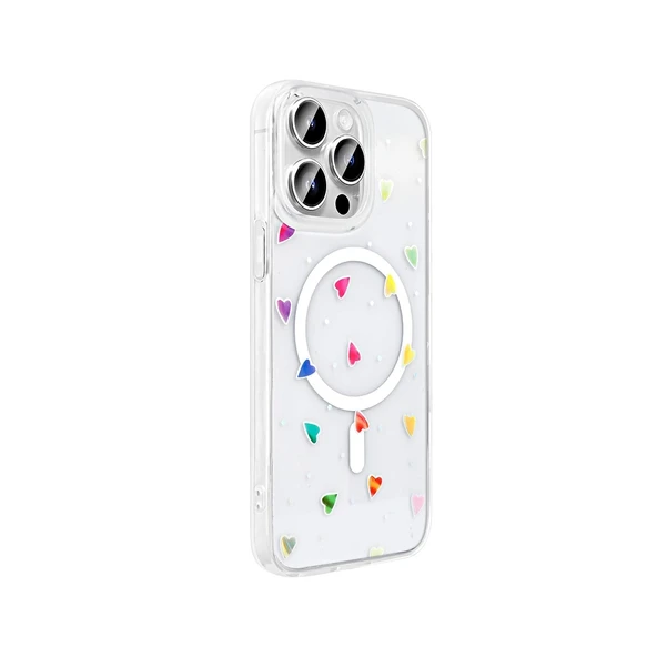 Apple iPhone 14 Pro Kılıf M-Safe Şarj Özellikli Şeffaf Zore Folk Sert Kapak - Resim 5