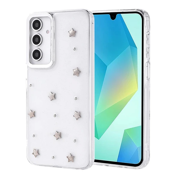 Galaxy A16 Kılıf Airbag Tasarımlı Simli Şeffaf Zore Kutup Kapak - 1