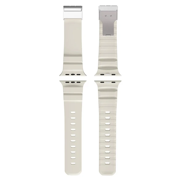 Apple Watch 44mm Zore KRD-145 Metal Tokalı Silikon Kordon - 4