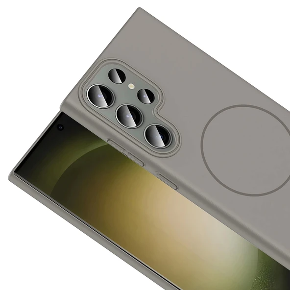 Galaxy S23 Ultra Kılıf M-safe Şarj Özellikli Zore Ruby Sert Kapak - 7