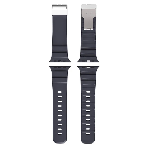 Apple Watch 10 46mm Zore KRD-145 Metal Tokalı Silikon Kordon - 11