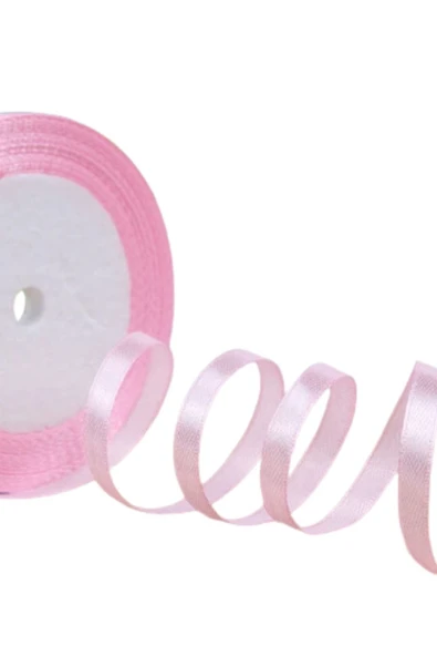 Saten Kurdele 2 cm 10 Metre Açık Pembe - 1