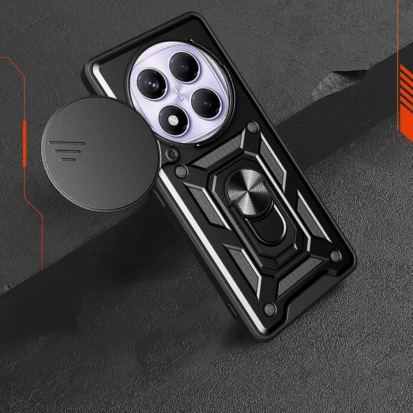 Xiaomi Redmi Note 14 Pro 4G Kılıf Magnetik Standlı Kamera Korumalı Zore Sürgülü Vega Kapak - 8