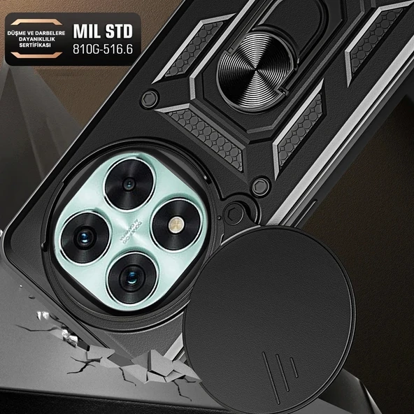 Xiaomi Poco X7 Kılıf Magnetik Standlı Kamera Korumalı Zore Sürgülü Vega Kapak - 4