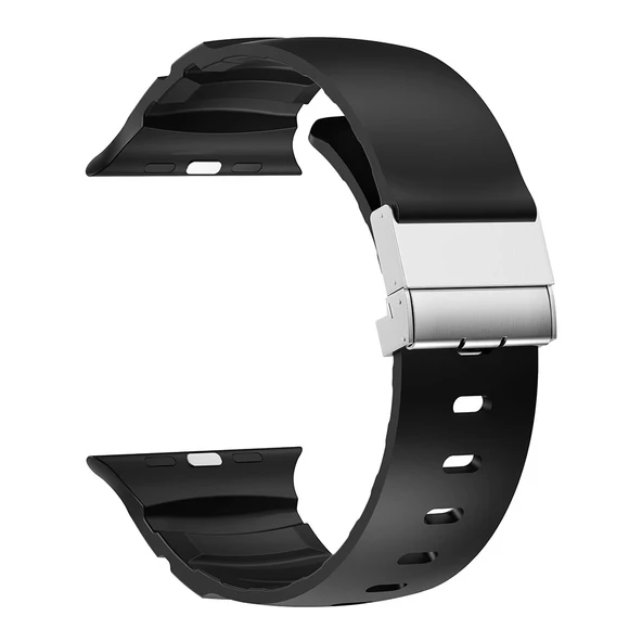 Apple Watch 44mm Zore KRD-145 Metal Tokalı Silikon Kordon - 2