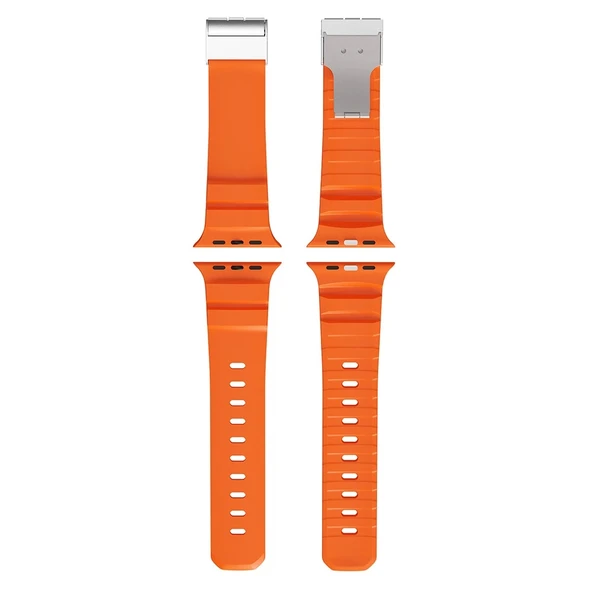 Apple Watch 10 46mm Zore KRD-145 Metal Tokalı Silikon Kordon - 3
