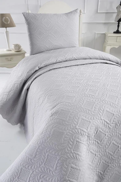 Ultrasonik Kapitoneli Elite Tek Kişilik Yatak Örtüsü Gri - Resim 2