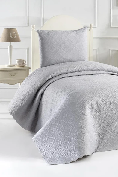 Ultrasonik Kapitoneli Elite Tek Kişilik Yatak Örtüsü Gri ürün görseli