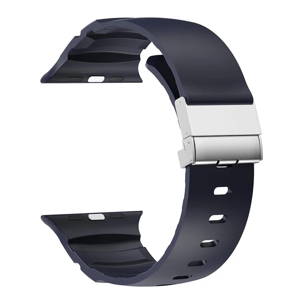 Apple Watch 42mm Zore KRD-145 Metal Tokalı Silikon Kordon - 9