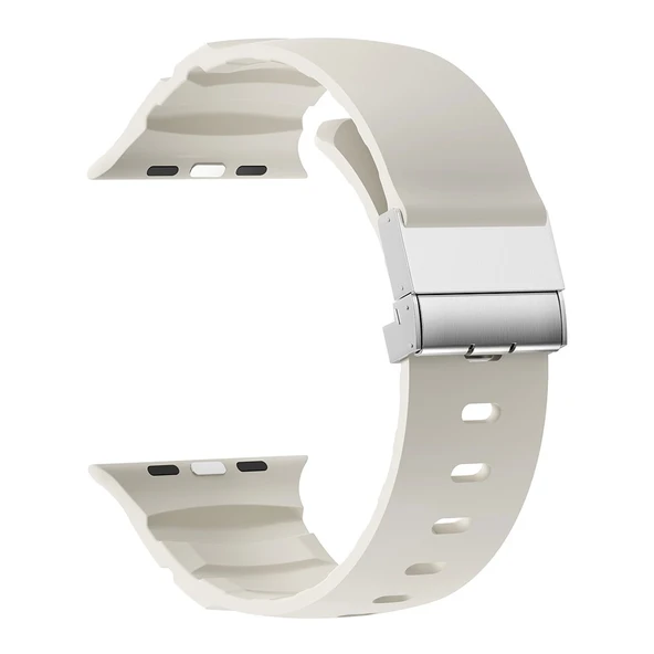 Apple Watch 44mm Zore KRD-145 Metal Tokalı Silikon Kordon - 6
